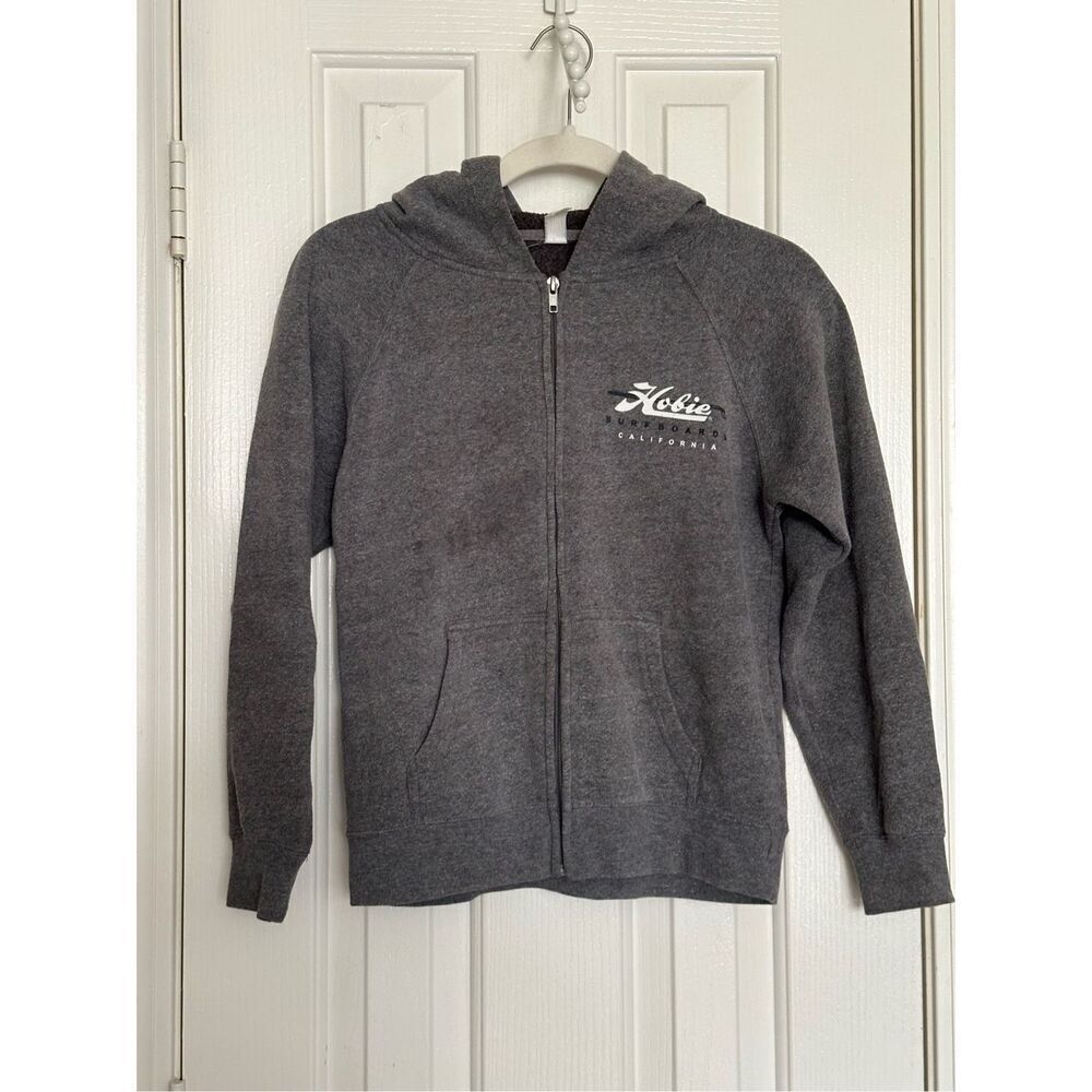 Hobie gray hoodie sweatshirt zip up - unisex (women’s S or Boys M/L)